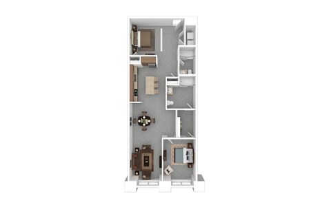 Floor plan for 2 beds, 2 baths, 1122 sqft